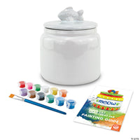 Paint Your Own Porcelain: Cat Treat Jar unboxed showing kit content