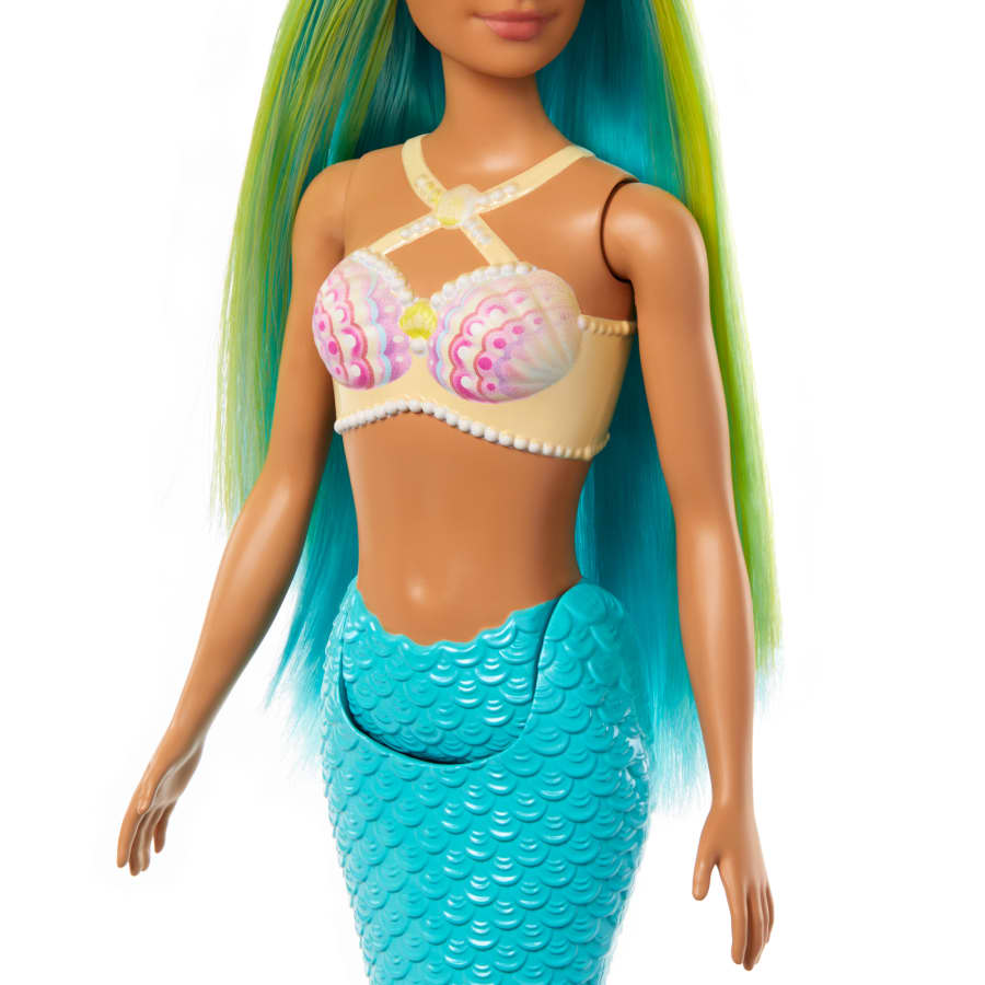 Mattel Barbie Mermaid Doll With Blue And Yellow Hair, Turquoise Tail, And Headband Accessory