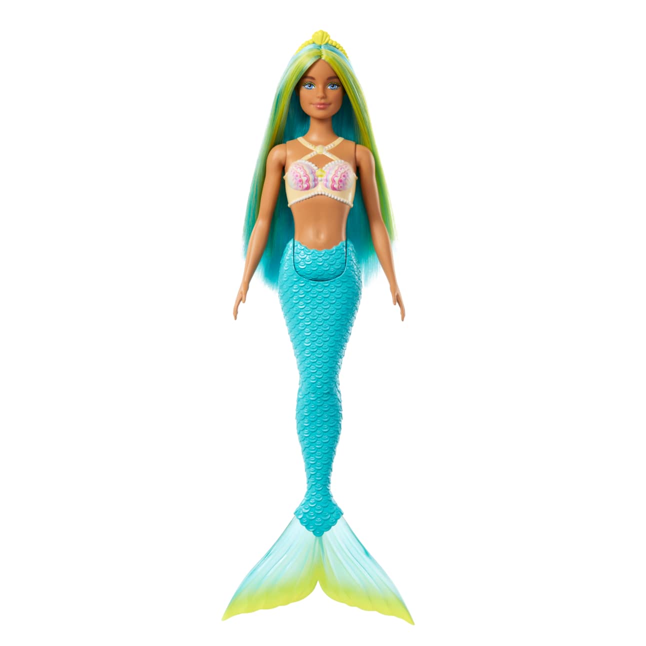 Mattel Barbie Mermaid Doll With Blue And Yellow Hair, Turquoise Tail, And Headband Accessory