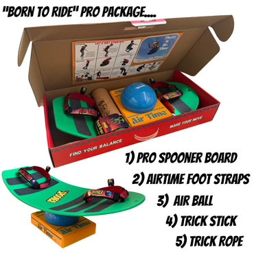 Spooner Pro “Born To Ride” Package with AirTime footstraps (Random Color Assortment, 1 Board)