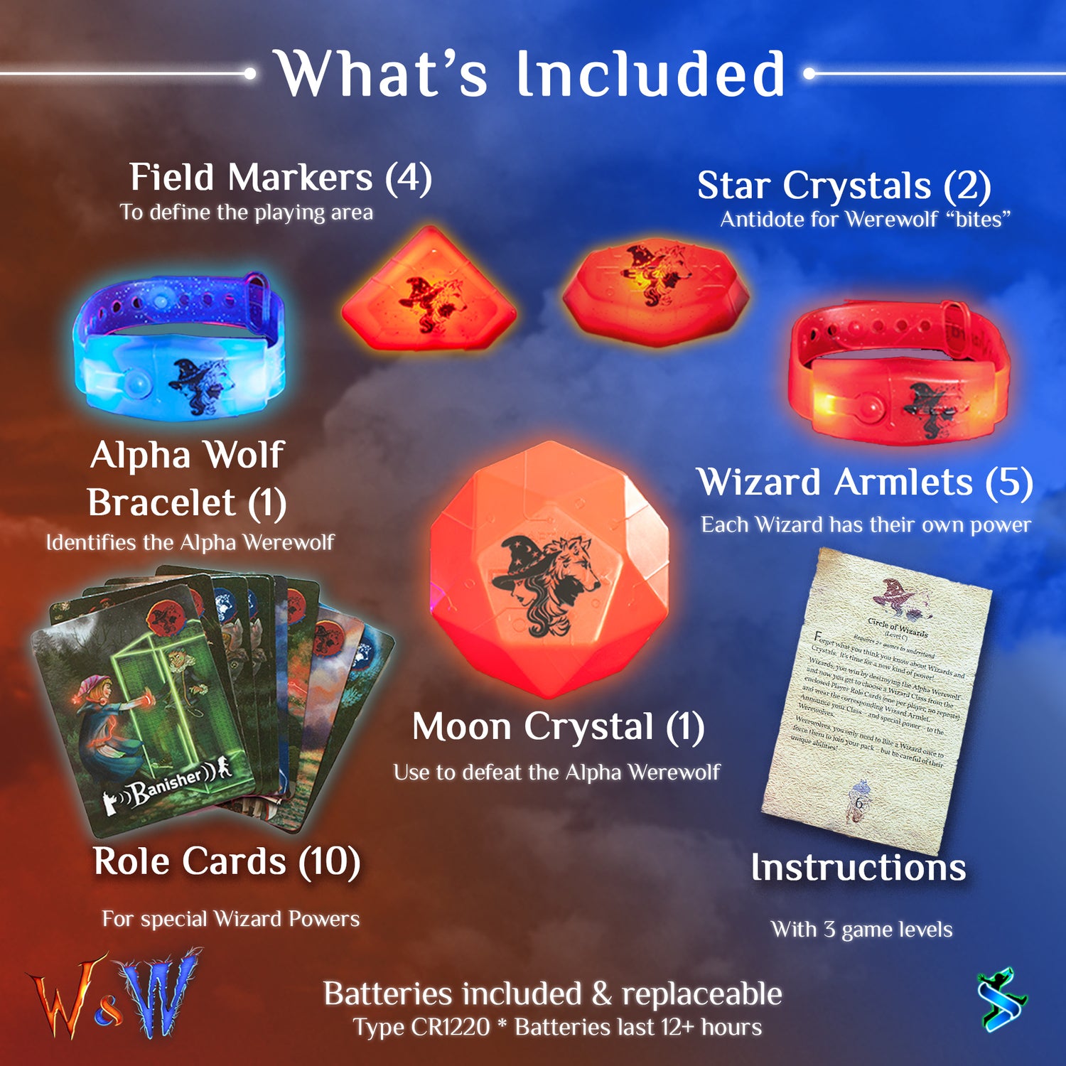Starlux Games: Wizards & Werewolves – Gioco All'Aperto Fantasy Con Cristalli Incandescenti, Per 4-10 Giocatori, Età 8+, Perfetto Per Feste E Halloween