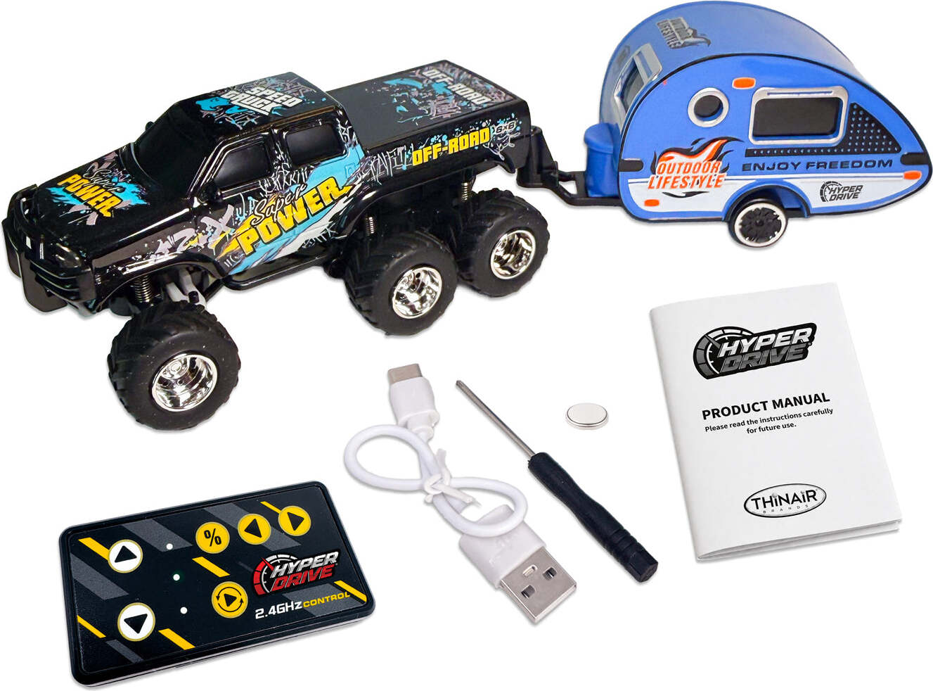 Hyper Drive RC Mini 6x6 Truck with Trailer