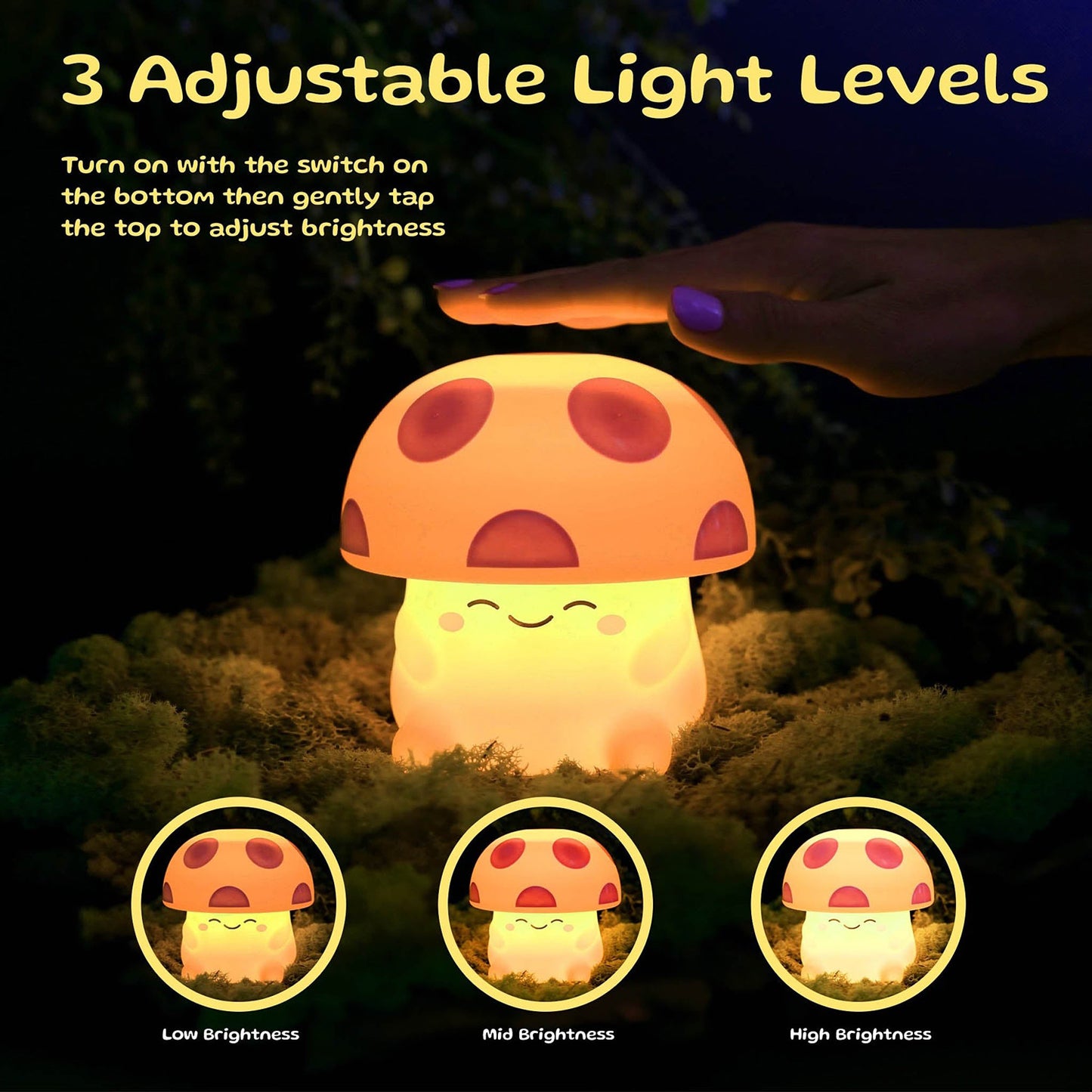 Mushi Ambient Squishy Mushroom Light Asst