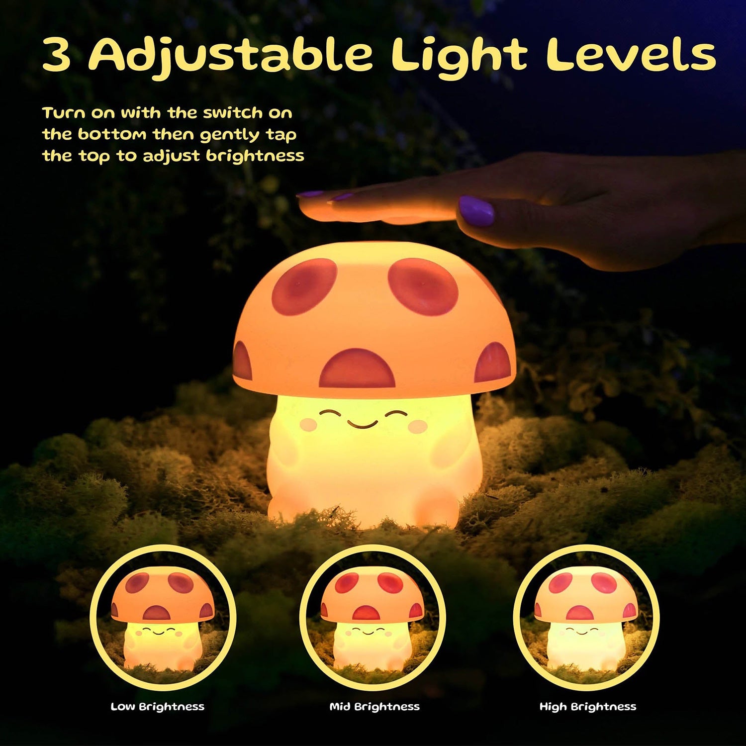 Mushi Ambient Squishy Mushroom Light Asst