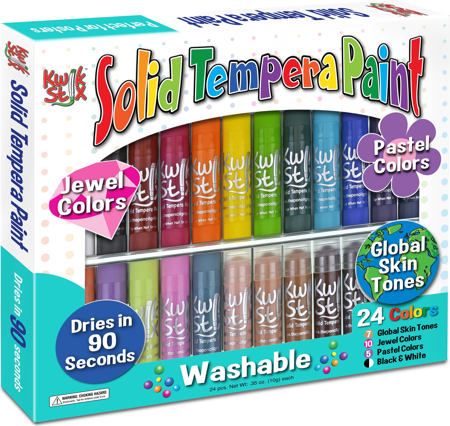 Kwik Stix Tempera Paint 24 Pack Global, Pastel, Jewel Tones