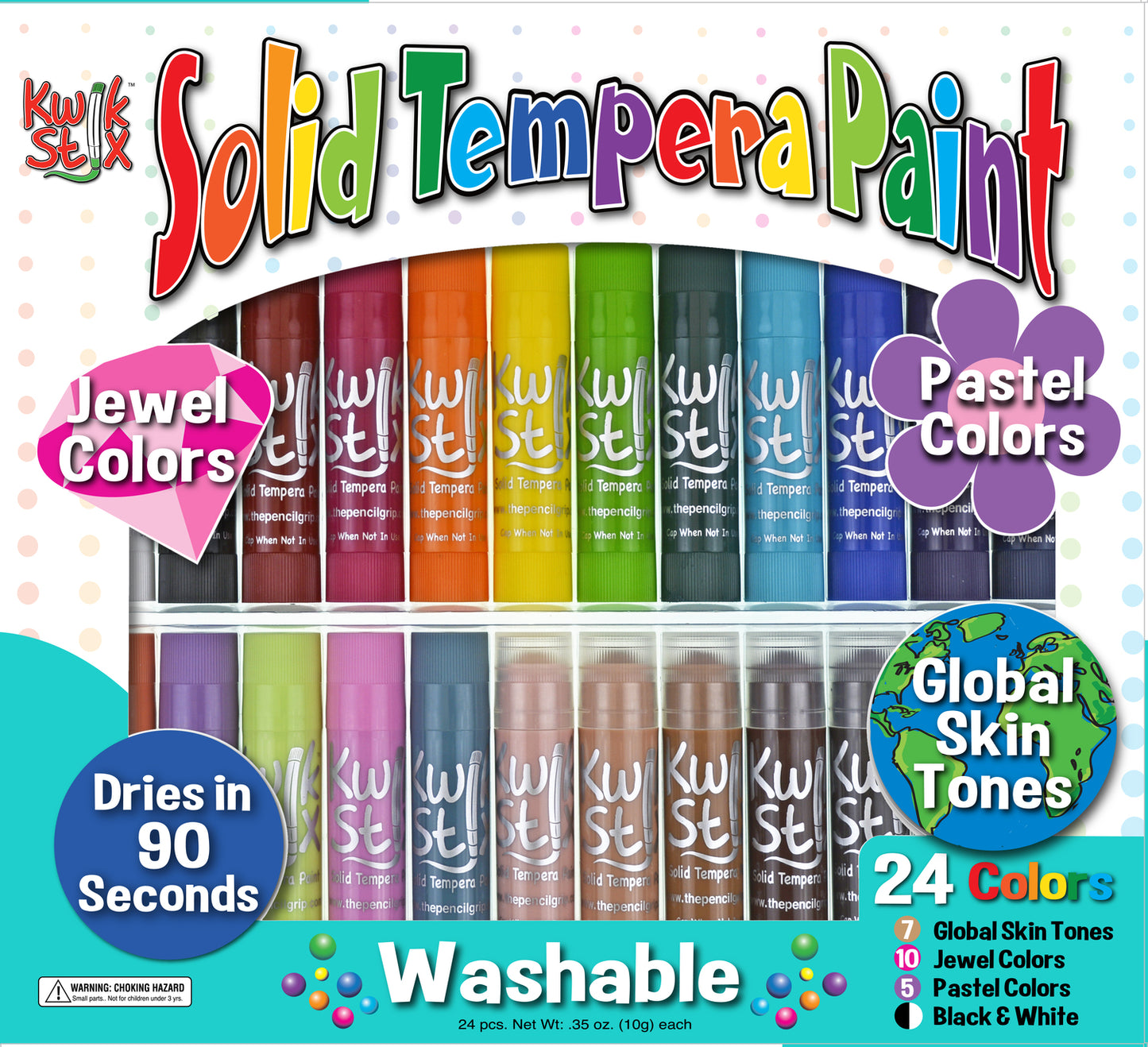 Kwik Stix Tempera Paint 24 Pack Global, Pastel, Jewel Tones