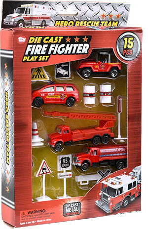 15pc Die-cast Fire Fighter Play Set