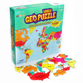 Geopuzzle World — Educational 68 Piece Geography Jigsaw Puzzle