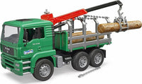 MAN Timber truck with loading crane and 3 trunks | 02769 | Brio