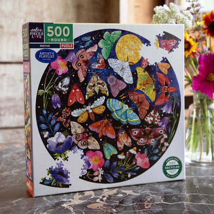 Moths 500 Piece Round Puzzle | PZFMOT |Eeboo