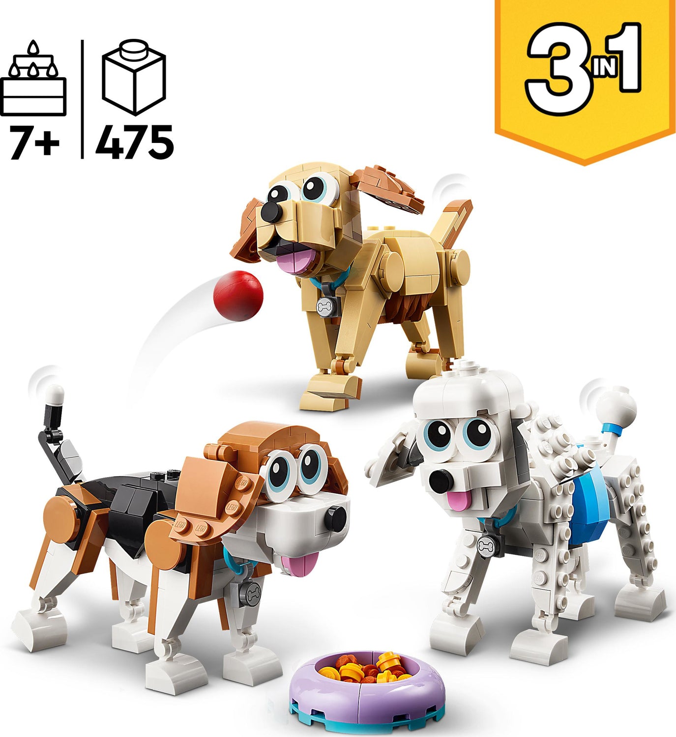 LEGO Creator 3 in 1 Adorable Dogs Building Toy Set, Small Toys for