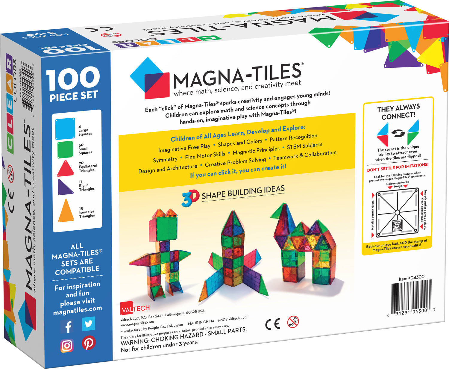 Magna-Tiles Clear Colors 32 Pcs 3+